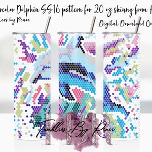 Delphin Strassschablone 20 oz. skinny gerade ss16 Steine Aquarell Delfin Muster Digitaler Download Delfin Liebhaber