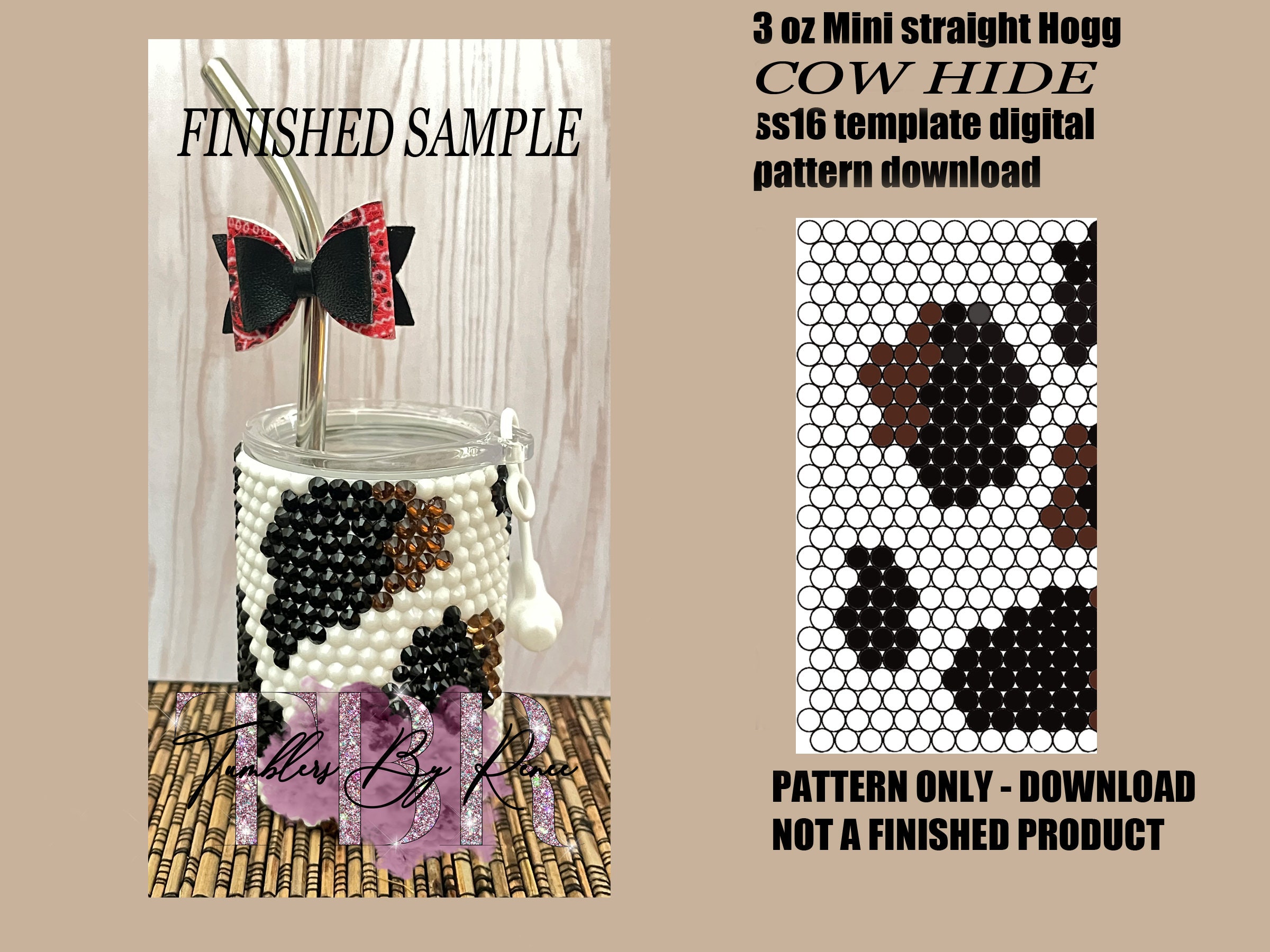 Cow Hide 3 Oz Rhinestone Template Using Ss16 Stones for the 3 Oz Mini ...