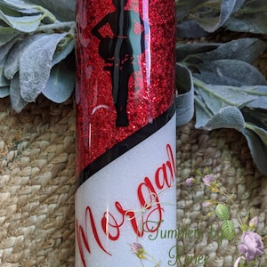 Cheerleader glitter dipped personalized travel tumbler mug customizable with lid and straw best for 20 and 30 oz skinny.
