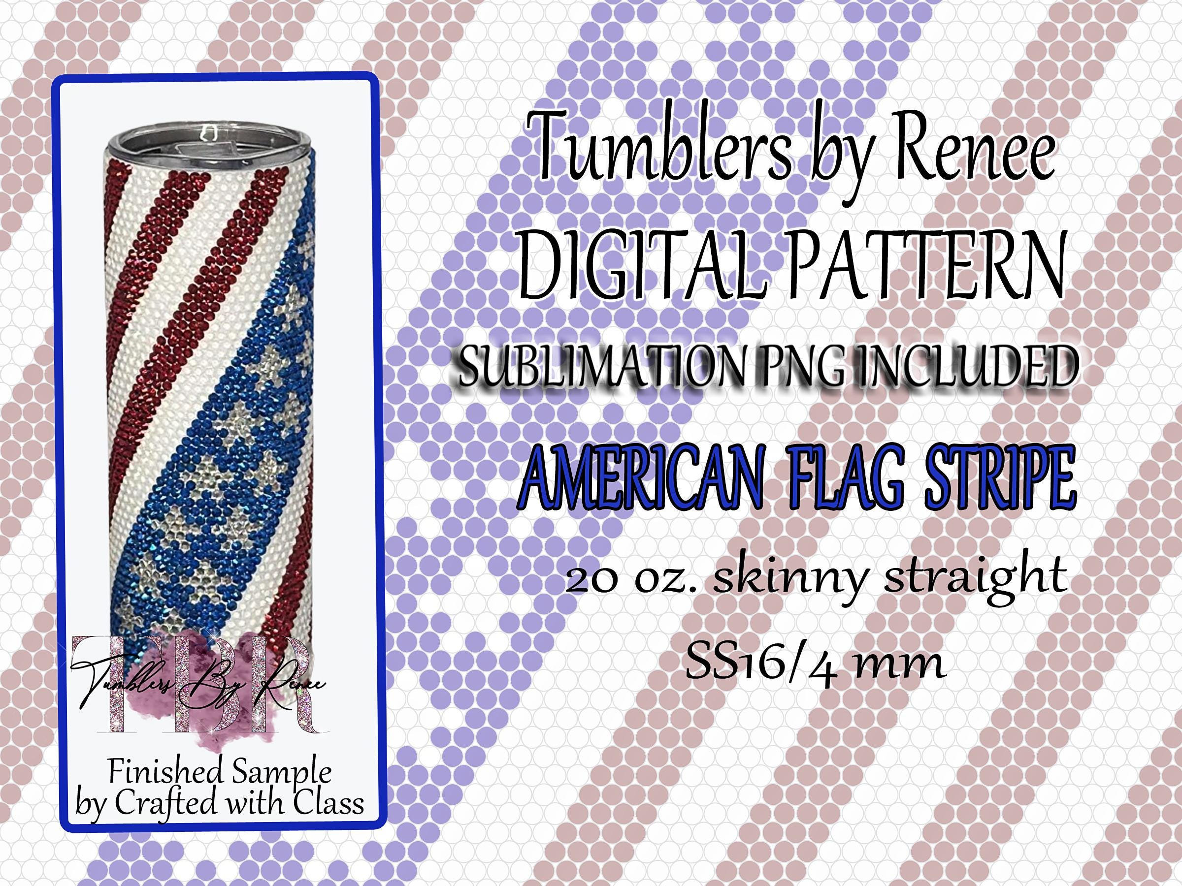 American Flag Diagonal Stripe Rhinestone Template 20 Oz. Skinny ...