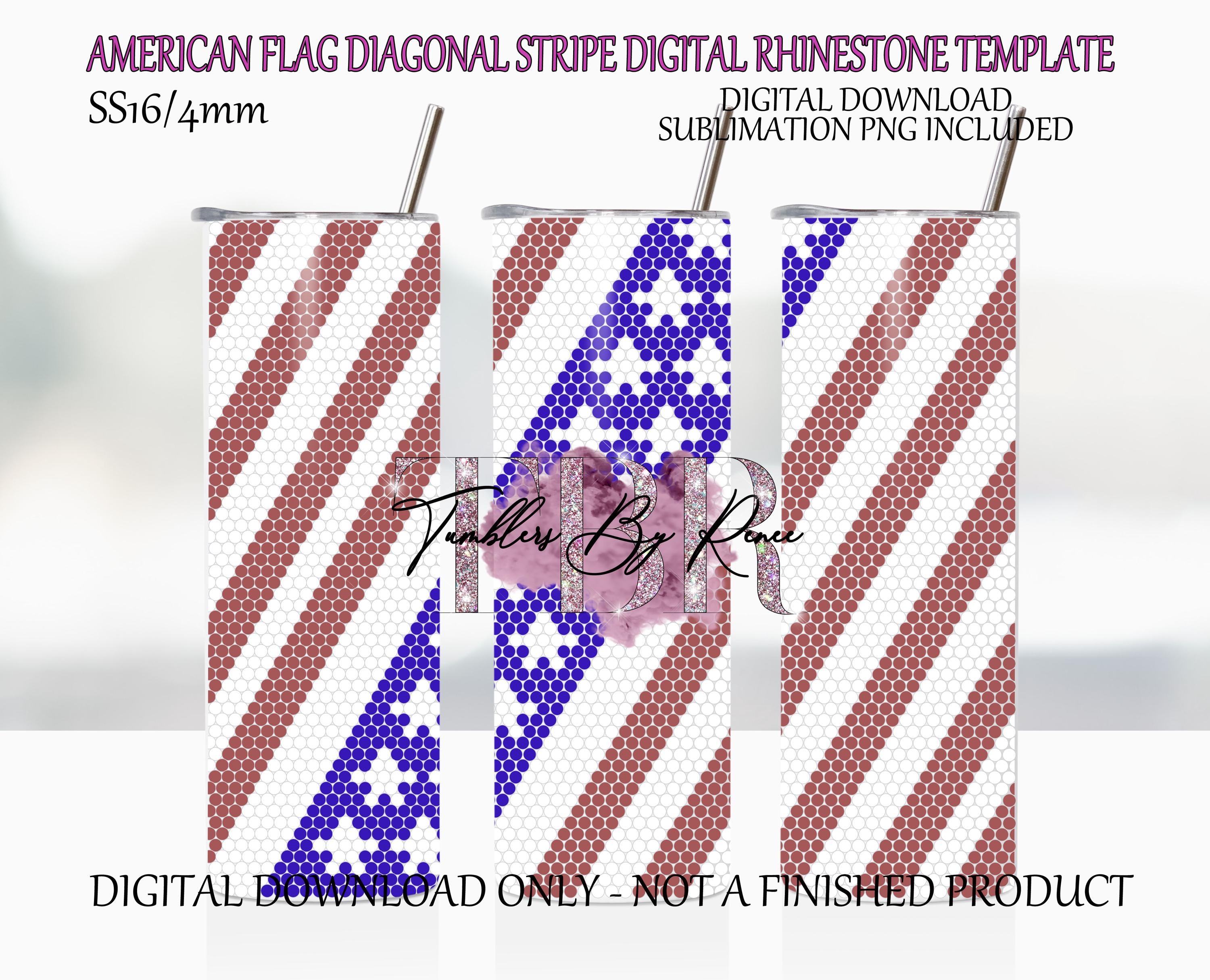 American Flag Diagonal Stripe Rhinestone Template 20 Oz. Skinny ...