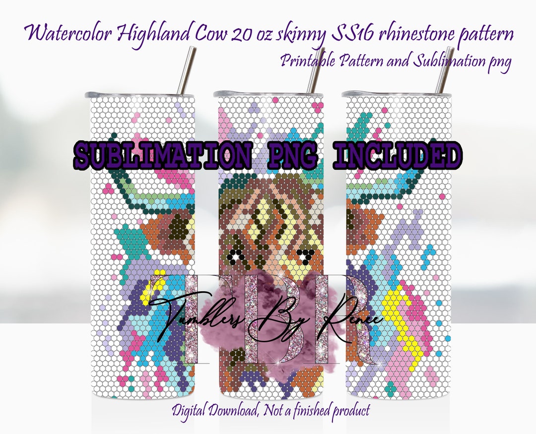 Highland Cow Rhinestone Template 20 Oz. Skinny Straight Ss16 Stones ...
