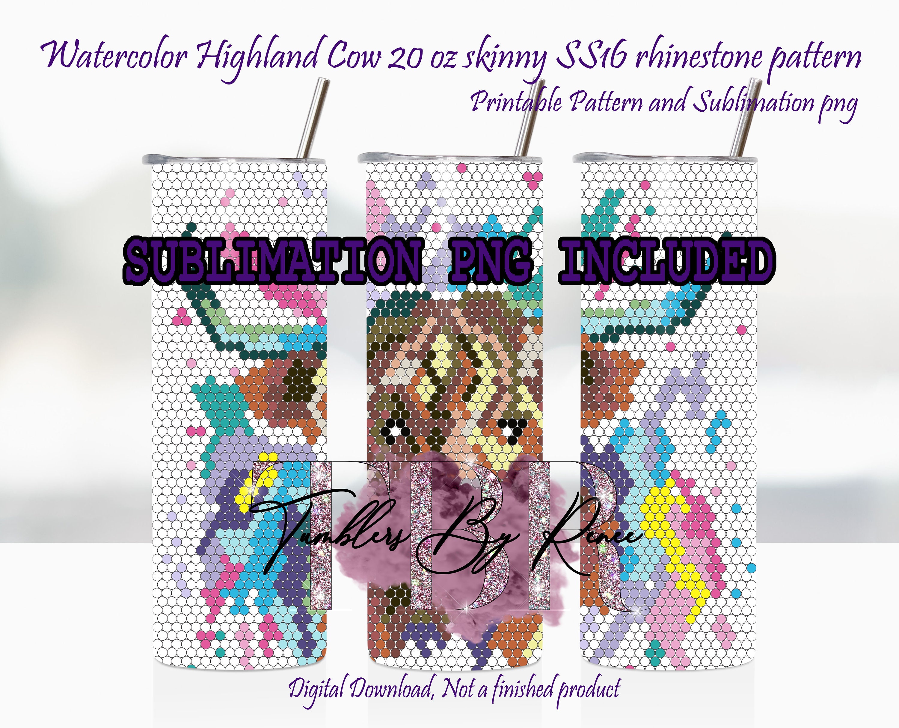 Highland Cow Rhinestone Template 20 Oz. Skinny Straight Ss16 Stones ...