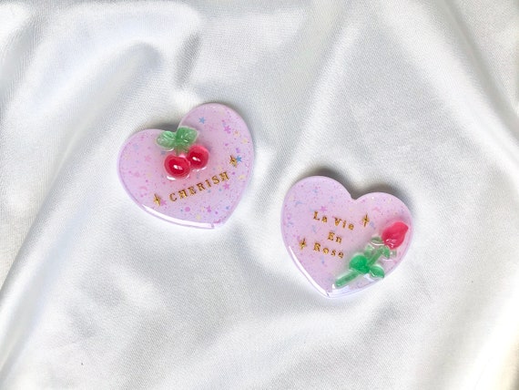Heart Resin Phone Grip Cherry Rose Handmade | Etsy