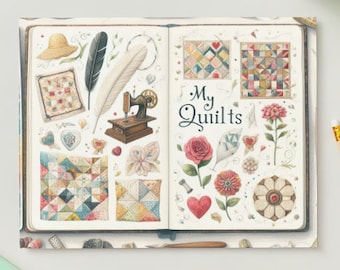 Mijn Quilts Junk Journal Digital Kit 35 pagina's! Fotoalbum Afbeeldingen Scrapbook Craft Art Stationery Supply, A4-papierformaat