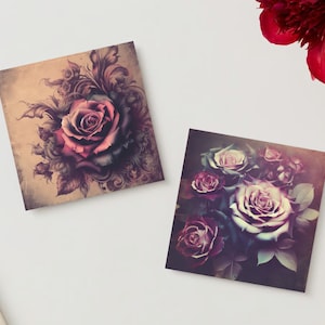 Gothic Rose Junk Journal Digital Kit 36 pages! Vintage Photo Album Images Scrapbook Craft Art Stationery Supply, 8x8 inch paper sized