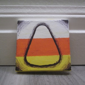 Candy Corn Miniature Canvas Magnet Painting