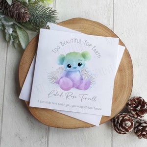 Carte bébé Personalsied Angel | désolé pour votre perte | perte de | de bébé trop beau pour la terre | carte de sympathie