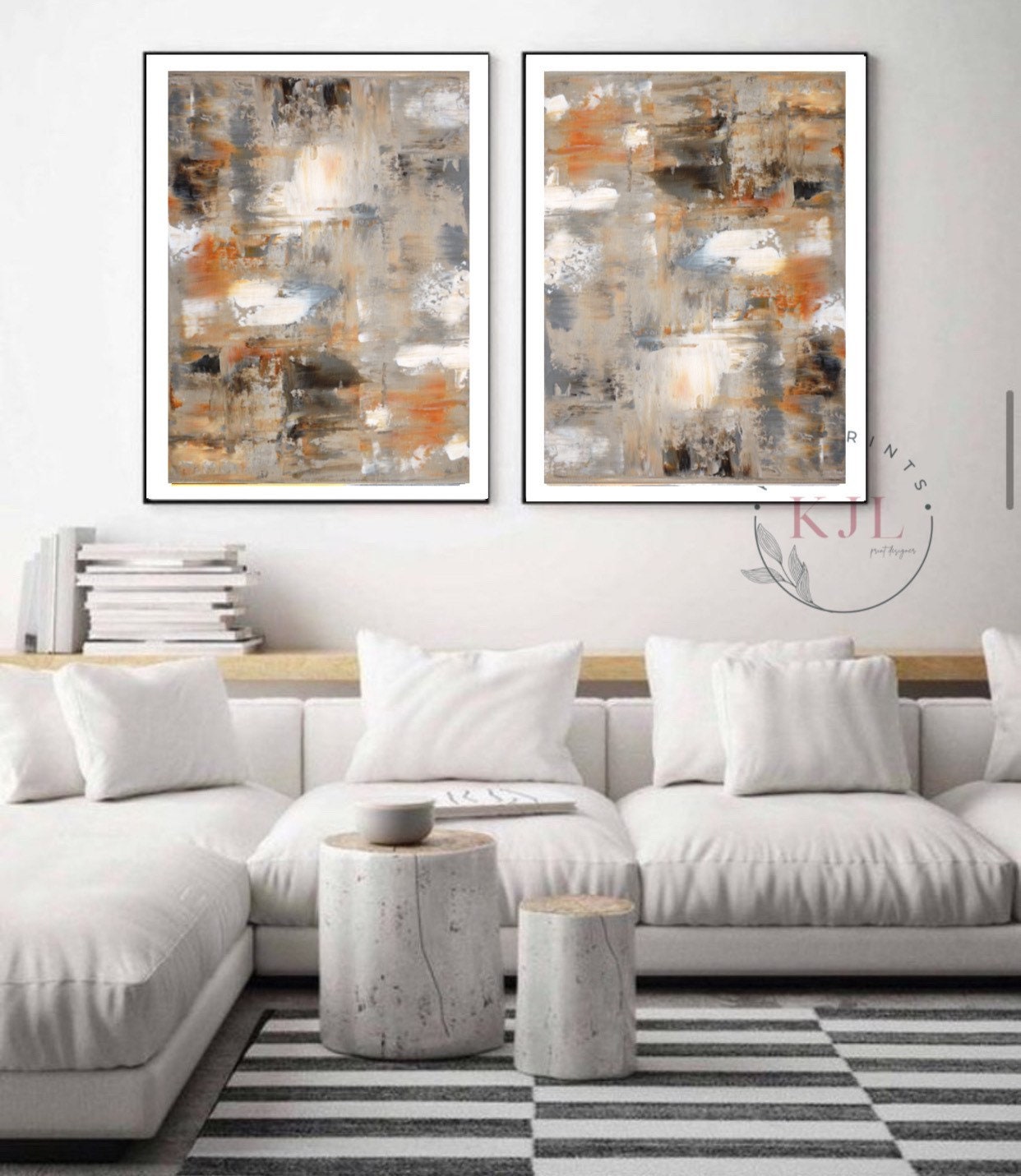 Tan, cream, beige, black, white , orange abstract art wall prints - home  decor, image size:1242x1431