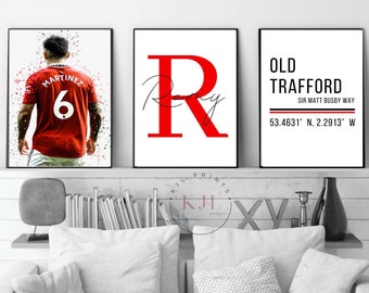 Set of three personalised Manchester  wall prints | Lisandro Martinez | Football Prints