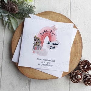 Nouvelle carte bébé personnalisée | carte bébé fille | félicitations | | de carte princesse naissance du bébé