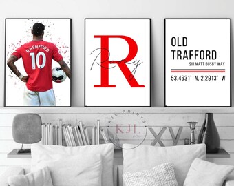 Set of three personalised Manchester wall prints | Rashford | Football Prints