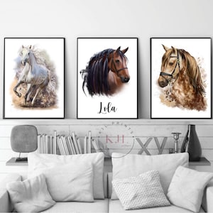 パーソナライズされた馬のプリント3枚セット