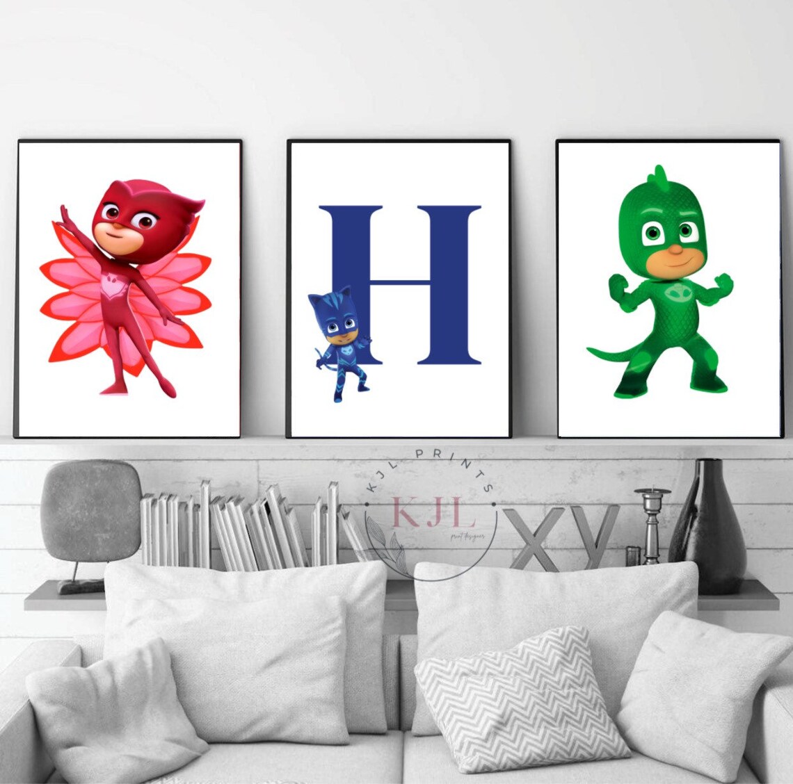 Set of three personalised pj masks wall prints bedroom decor Etsy