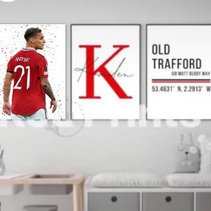 Set of three personalised Manchester  wall prints | Antony | Football Prints