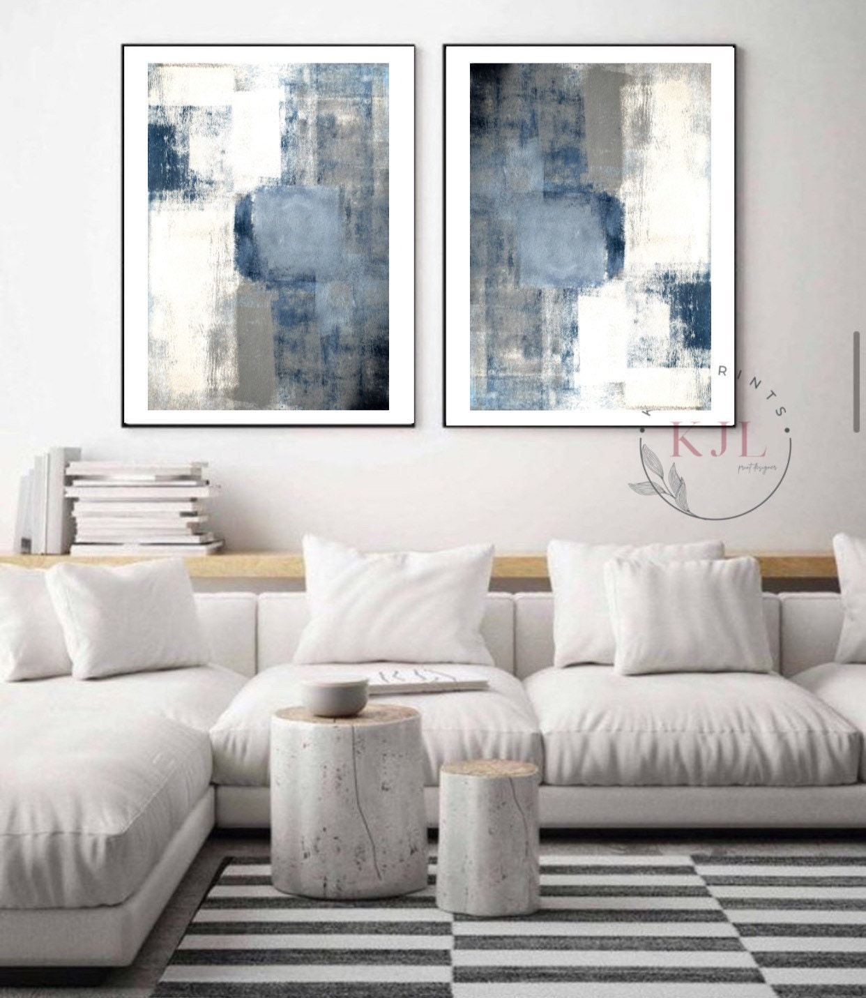 Navy Blue and Grey Abstract Art Wall Prints Home Decor - Etsy