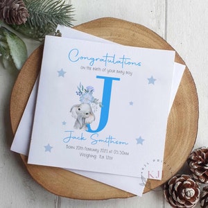 Nieuwe babykaart, babyjongen, gefeliciteerd met de geboorte van babykaart, babyjongenkaart, gepersonaliseerde geboorte van babykaart
