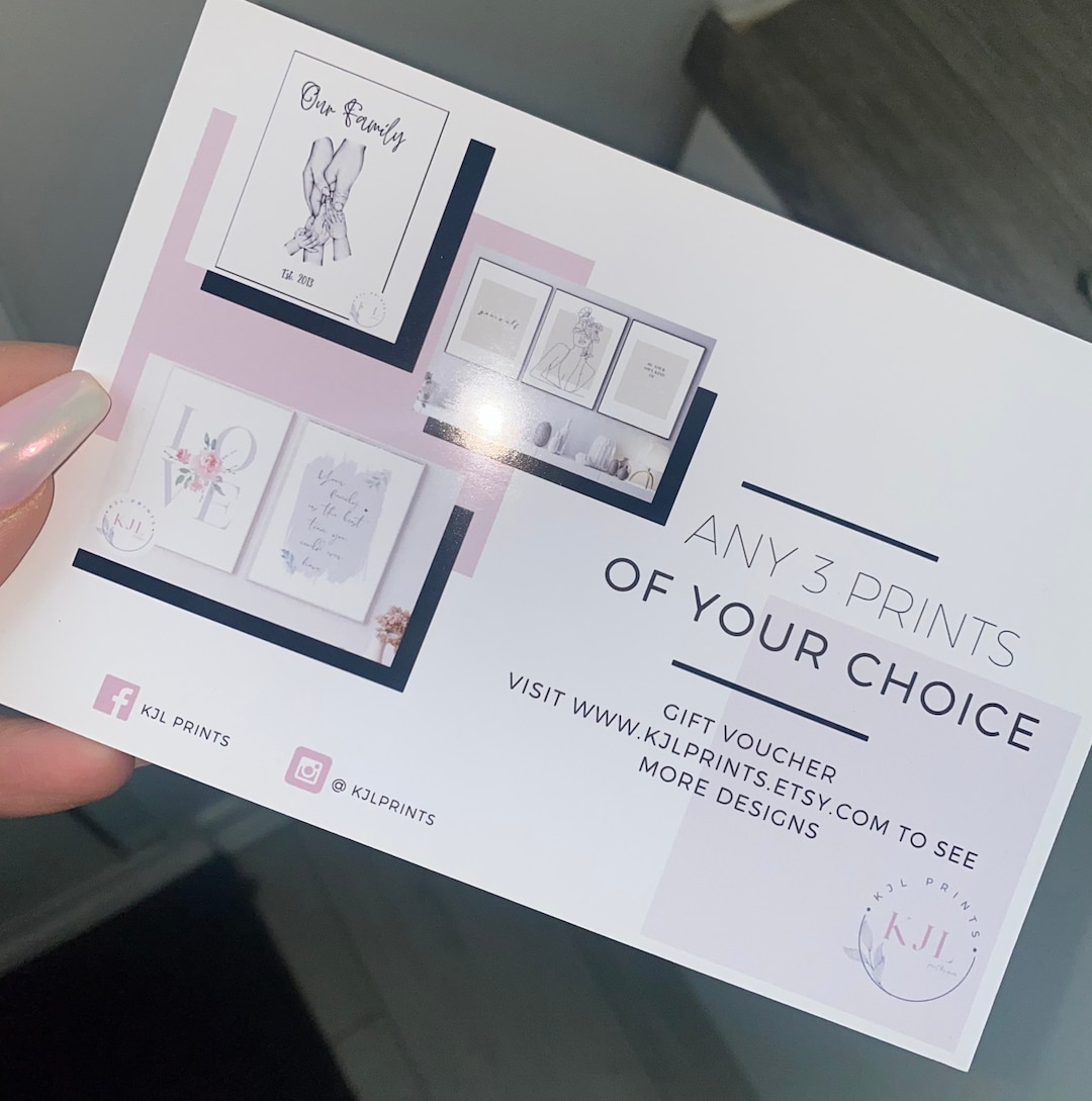 Wall Prints Home Decor Set of Three Gift Voucher KJL Prints Etsy UK