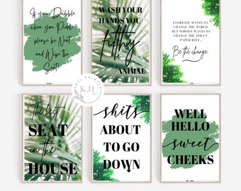 Greenery bathroom prints - bathroom decor - greenery leaf - bathroom quotes - one print only