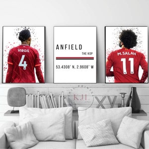 Set of three Liverpool  wall prints | Salah  | Virgil | Football Prints