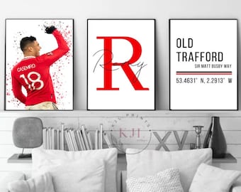 Set of three personalised Manchester  wall prints | Casemero | Football Prints