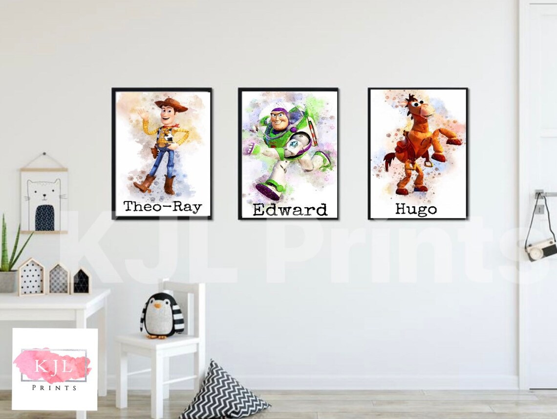 Toy story wall prints home decor watercolour personalised Etsy