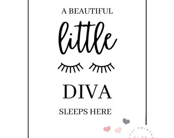 A little diva sleeps here | girls bedroom decor | diva |
