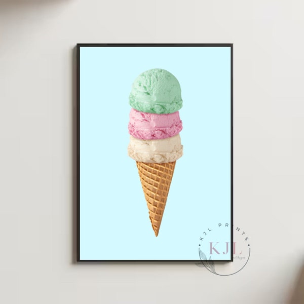 Retro wall print, diner, colourful , ice cream, cafe , kitchen print