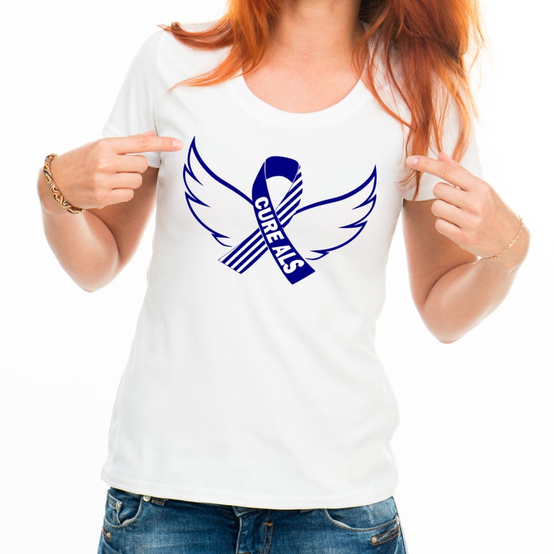 Cure ALS Awareness Ribbon With Angel Wings SVG for Download to - Etsy ...