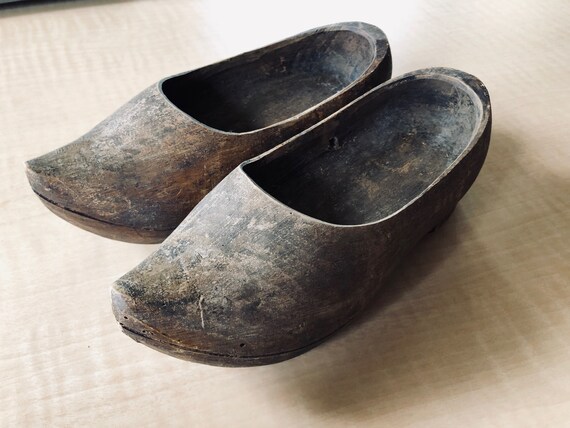 Unique Antique Wooden Handmade Children's Clogs