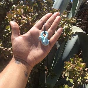 Mini blue snake sculpture/pendant/necklace/key ring/figurine handmade