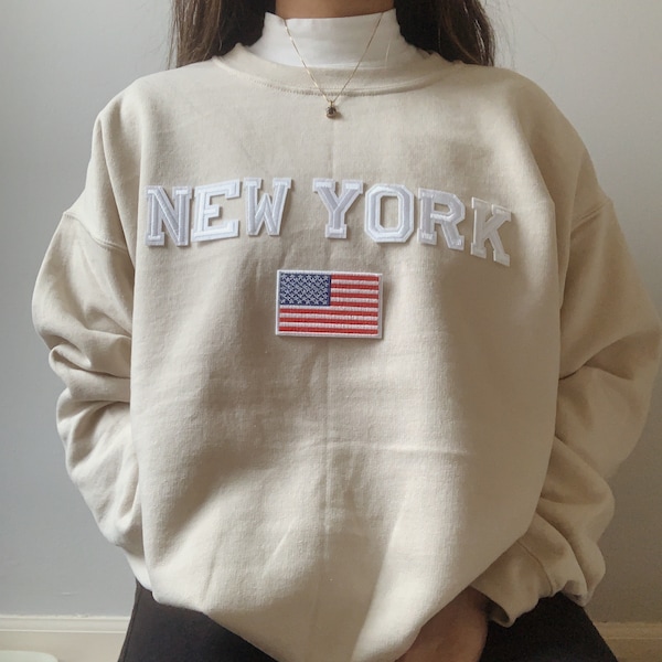 ニューヨーク スウェットシャツ | ニューヨーク クルーネック | ニューヨーク NYC スウェットシャツ | 州スウェットシャツ | ヴィンテージ スウェットシャツ | 大学スウェットシャツ
