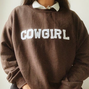 Brown Cowgirl Sweatshirt | Brown Sweatshirt | Cowgirl Crewneck |College Sweatshirt | Vintage Sweatshirt | Country Girl Gifts | Country Girl