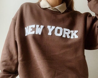 Unisex New York Sweatshirt | New York Crewneck | Brooklyn Sweatshirt | Manhattan Sweatshirt | Vintage Sweatshirt | Brown Sweatshirt