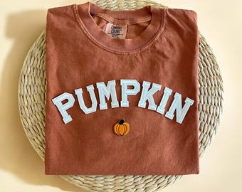 Maglietta a forma di zucca Comfort Colors®, maglietta del Ringraziamento, maglietta del Ringraziamento, maglietta a forma di zucca, magliette autunnali da donna, maglietta con motivo a zucca, maglietta di Halloween