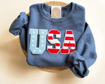 Sudadera del 4 de julio, camiseta de EE. UU., 4 de julio para mujer, camiseta de Estados Unidos, 4 de julio, camiseta patriótica, rojo, blanco y azul, suéter con la bandera estadounidense