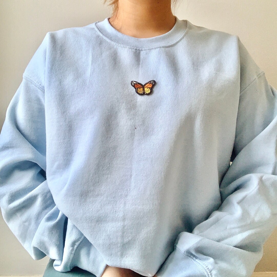 Letter and Butterfly Print Blue Long-sleeve Hoodie Sweatshirt for Mom and Me
