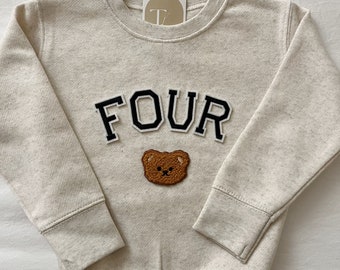 Fourth Birthday Outfit, 4th Birthday Boy Shirt, 4th Birthday Shirt Girl, 4 Year Old Birthday, FOUR Sweatshirt, Four Year Old Birthday Shirt