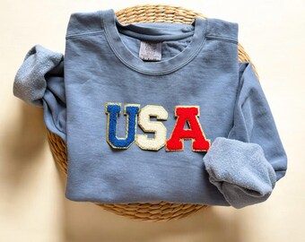Felpa con bandiera USA Comfort Colors, felpa USA, felpa con bandiera americana, felpa del 4 luglio, maglietta del Memorial Day, felpa patriottica