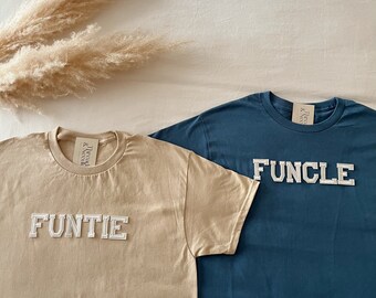 Funtie und Funcle Shirt, Fun Tante Shirt, Fun Onkel Shirt, Tante Shirt, Onkel Shirt, Tante Geschenke, Tante und Onkel Schwangerschaft Ansage