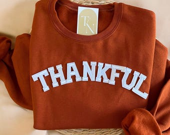 Dankbaar sweatshirt, dankbaar ronde hals, Thanksgiving-sweater, herfstsweater dames, Thanksgiving-cadeau, herfsttrui, herfst ronde hals