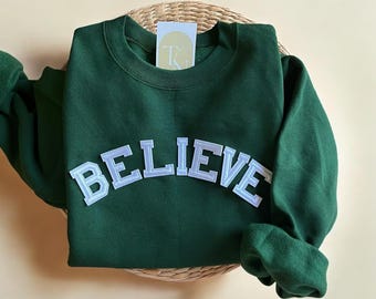 Sudadera BELIEVE, sudaderas cristianas, sudaderas navideñas para mujer, sudadera cristiana navideña, camiseta cristiana navideña