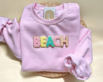 Chenille Patch Beach Sweatshirt, Beach Hoodie, Beach Sweater, Cute Summer Sweatshirts for Women, Beach Lover Gifts, Salty Sweatshirt, Beachy