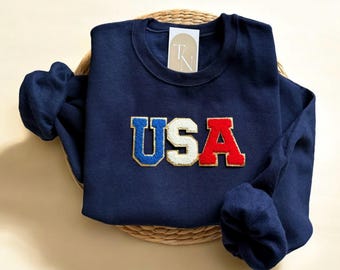 Felpa USA, Felpa girocollo USA, Felpa del 4 luglio, Maglione del 4 luglio, Felpa con bandiera americana, Felpa con bandiera USA, Felpa da donna