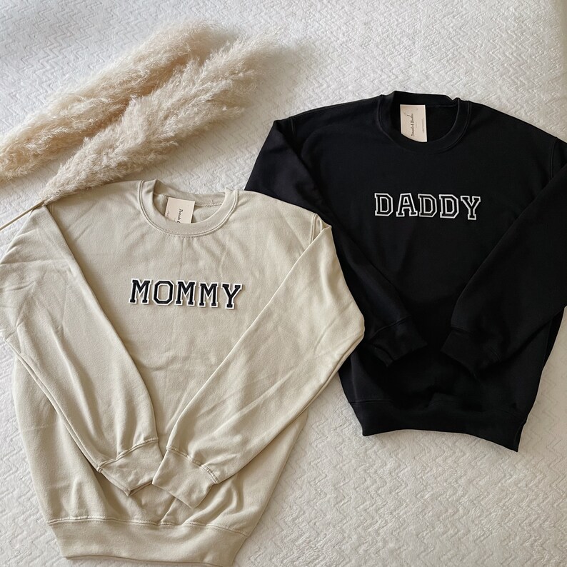 Mom and Dad Sweatshirt | Pregnancy Reveal Ideas | Mom Dad Baby Hospital Outfit | Baby Announcement | Mommy Sweatshirt | Daddy Sweatshirt image 2