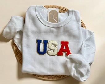 Felpa USA, Felpa girocollo USA, Felpa del 4 luglio, Maglione del 4 luglio, Felpa con bandiera americana, Felpa con bandiera USA, Felpa da donna