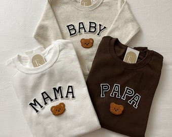 Camisetas de la familia de osos, conjuntos familiares a juego, camisetas familiares a juego, mamá oso, papá oso, bebé oso, fiesta de cumpleaños de osos, sudadera para bebé