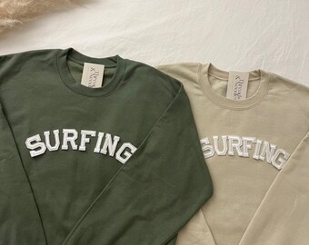 Sweatshirt de surf, ras du cou de surf, sweat à capuche de surf, chemise de surf, cadeaux pour surfeur, cadeau pour amateur de surf, sweat de plage, sweat vague