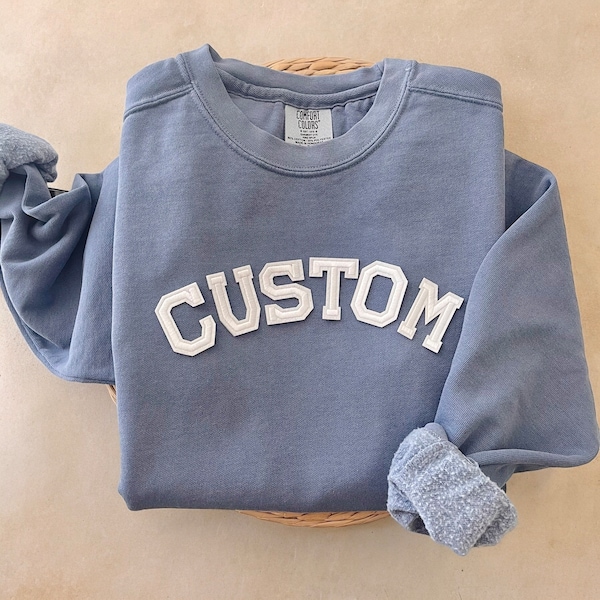 Custom Comfort Colors Sweatshirt, Custom Sweatshirt, Personalized Sweatshirt, Varsity Sweatshirt, College Letters Crewneck, Custom Text