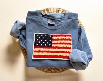 Comfort Colors USA Flag Sweatshirt, USA Sweatshirt, American Flag Sweatshirt, 4th of July Sweatshirt,Memorial Day Shirt,Patriotic Sweatshirt